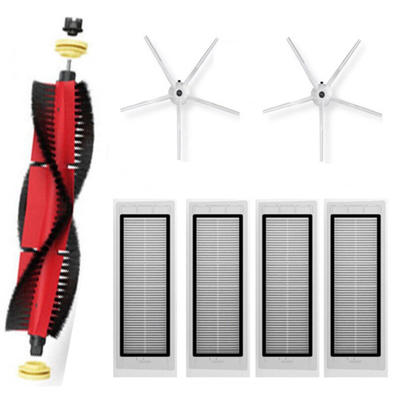 Rullebørste sidebørster kit til xiaomi roborock  s6 s5 max  s60 støvsuger vandkerner moppeklude bløde gummi sidebørster: 1