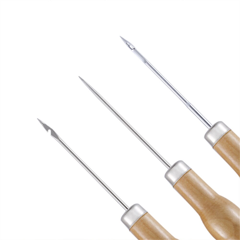 Artificial Wooden Handle Sewing Awl For Repairing Shoes DIY Needlework Handmade Craft Sewing Accessories Leather Punch Tools