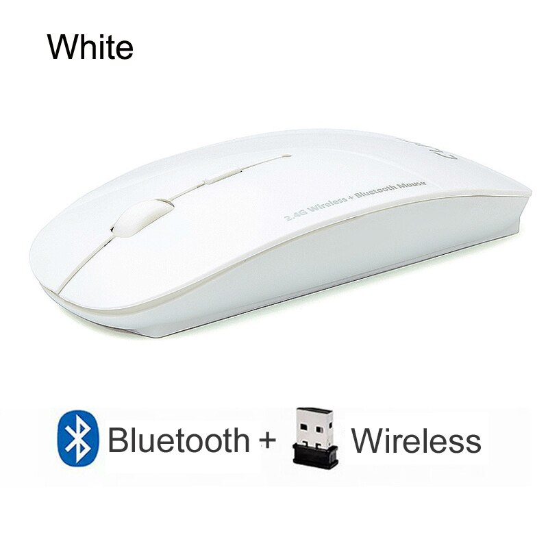 Souris optique ergonomique sans fil, 2.4Ghz, Bluetooth, 3 modes, 1600 DPI, Ultra-fine, Portable, ordinateur PC: White