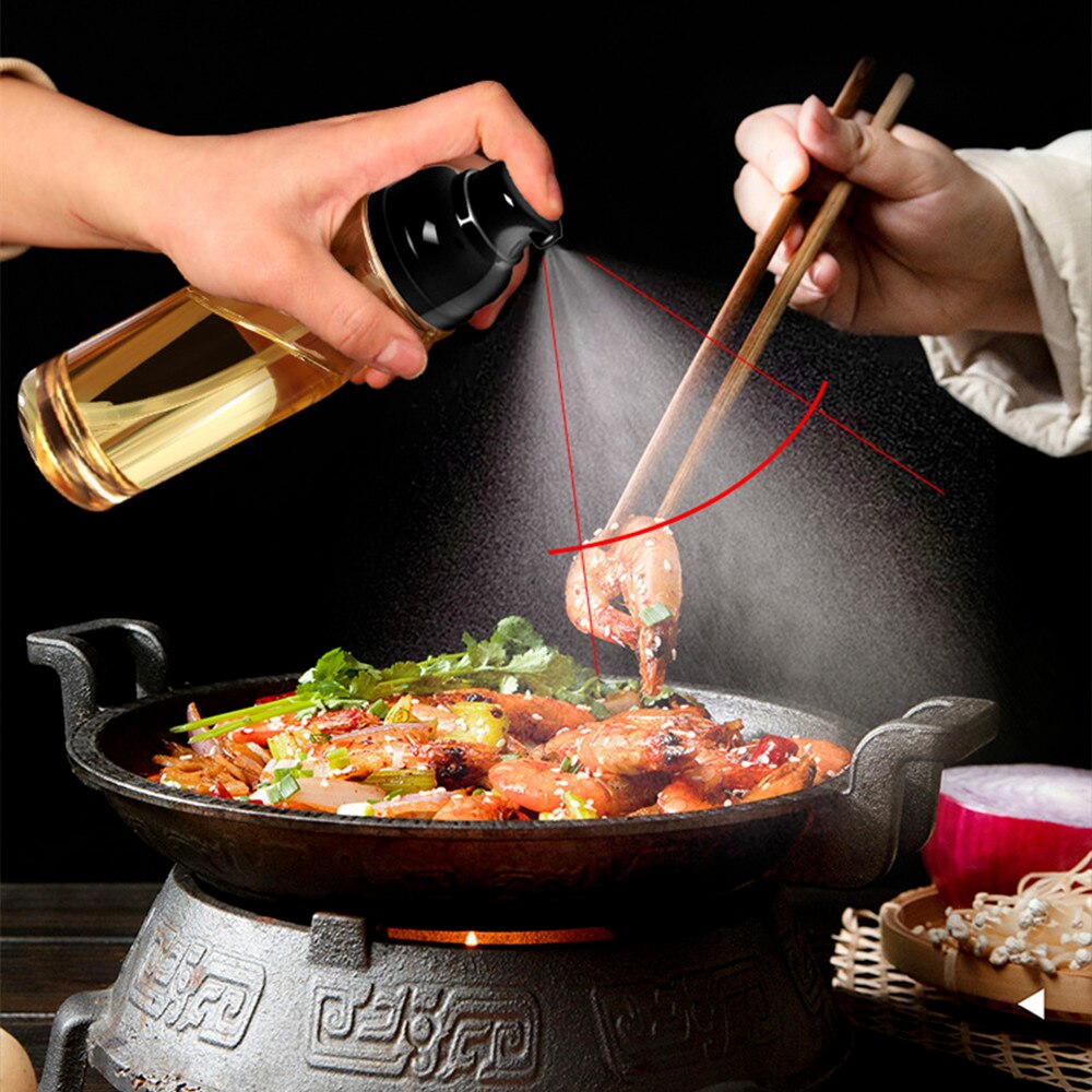 Kitchen Oil Spray Bottle Household Barbecue Edible Oil Spray Can Press Oil Spray Bottle Olive Oil Seasoning Bottle 200ml