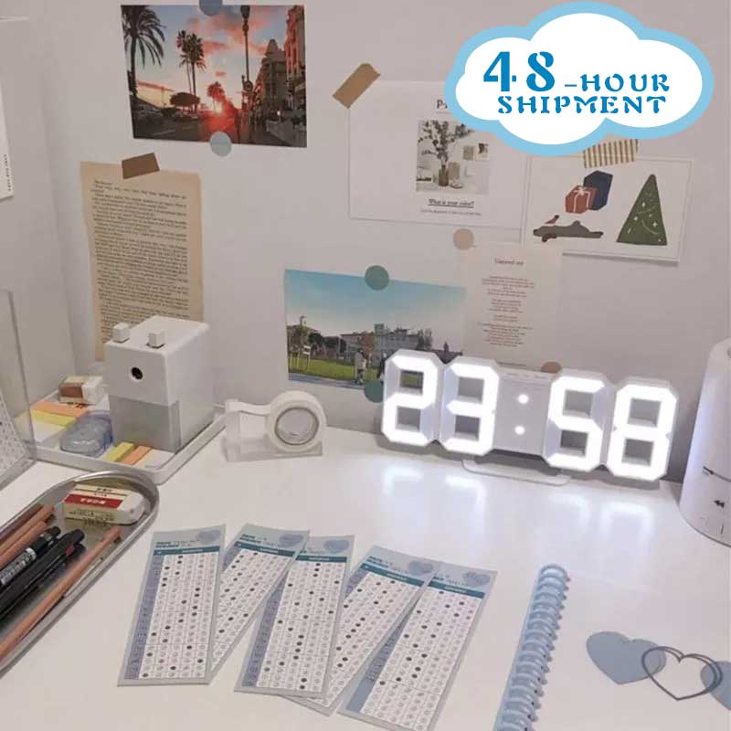 Klok 3d Klok Led Elektronische Klok Creatieve Wekker Woonkamer Wandklok Kalender Thermometer