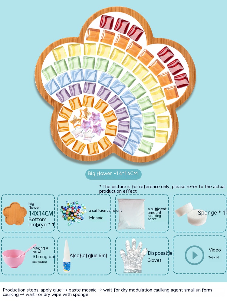 Posavasos de mosaico hecho a mano para niños, bandeja de madera para vajilla, tapete para tazas, artesanía, fácil de hacer, de Navidad: Rojo rosado