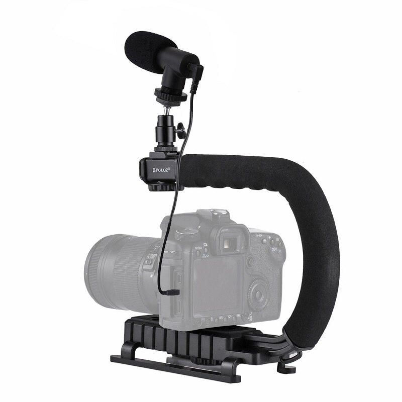 Puluz U/C Vorm Draagbare Handheld Dv Stand Stabilisator En Microfoon Kit Met Voor Alle Slr Camera 'S En Thuis dv Camera Statief