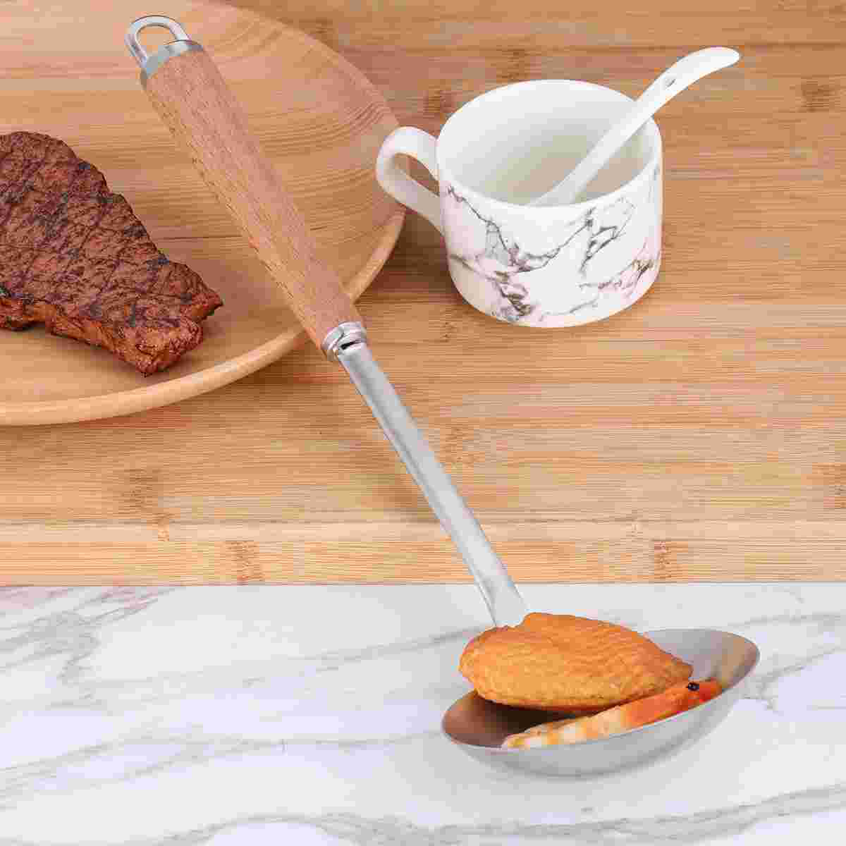 1PC Stainless Steel Soup Ladle Polished Utensil Cooking Spoon Mixing Ladle for Restaurant Home Kitchen