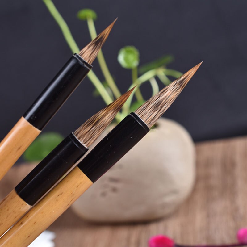 3Pcs Muis Snorhaar &amp; Paars Konijn Haar Kalligrafieborstel Chinese Brush Pen Set Caligrafiachinese Schilderij Borstel Pen Tinta China