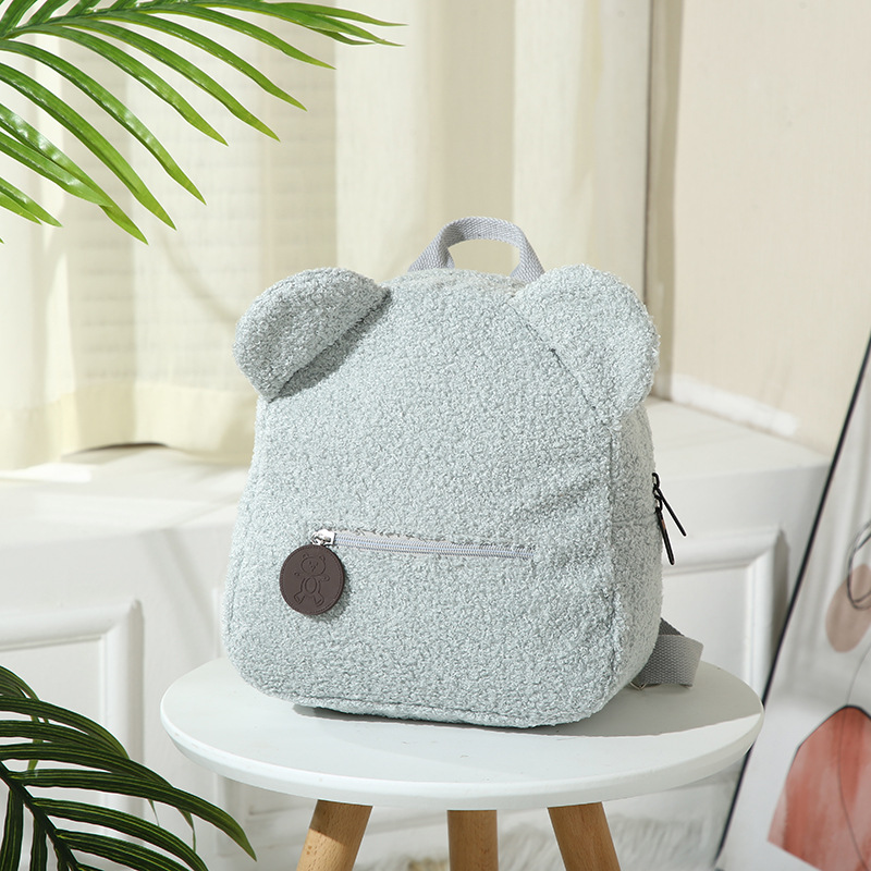 Urso mochilas portáteis crianças viagem compras mochilas femininas bonito urso em forma de ombro mochila: Bege