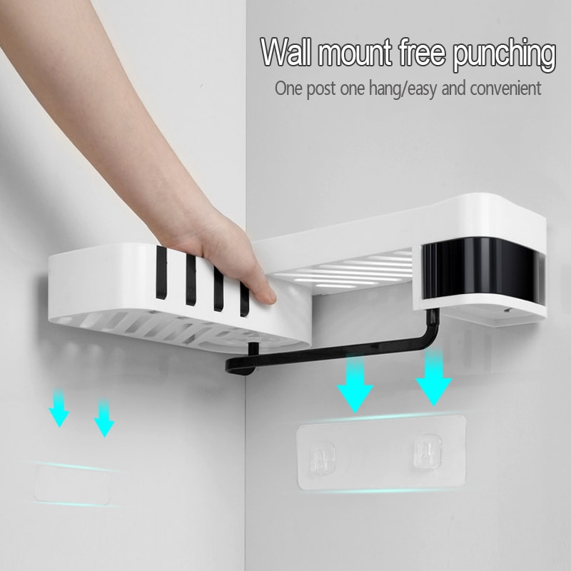 1pc hoek douche plank badkamer shampoo douche plank houder keuken opbergrek organizer wandgemonteerde badkamer organizer