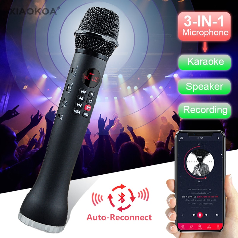 Professionele Karaoke Microfoon 3 In 1 Opname Draadloze Speaker Met Bluetooth Voor Telefoon Voor Ipad Condensator Microfoon Xiaokoa