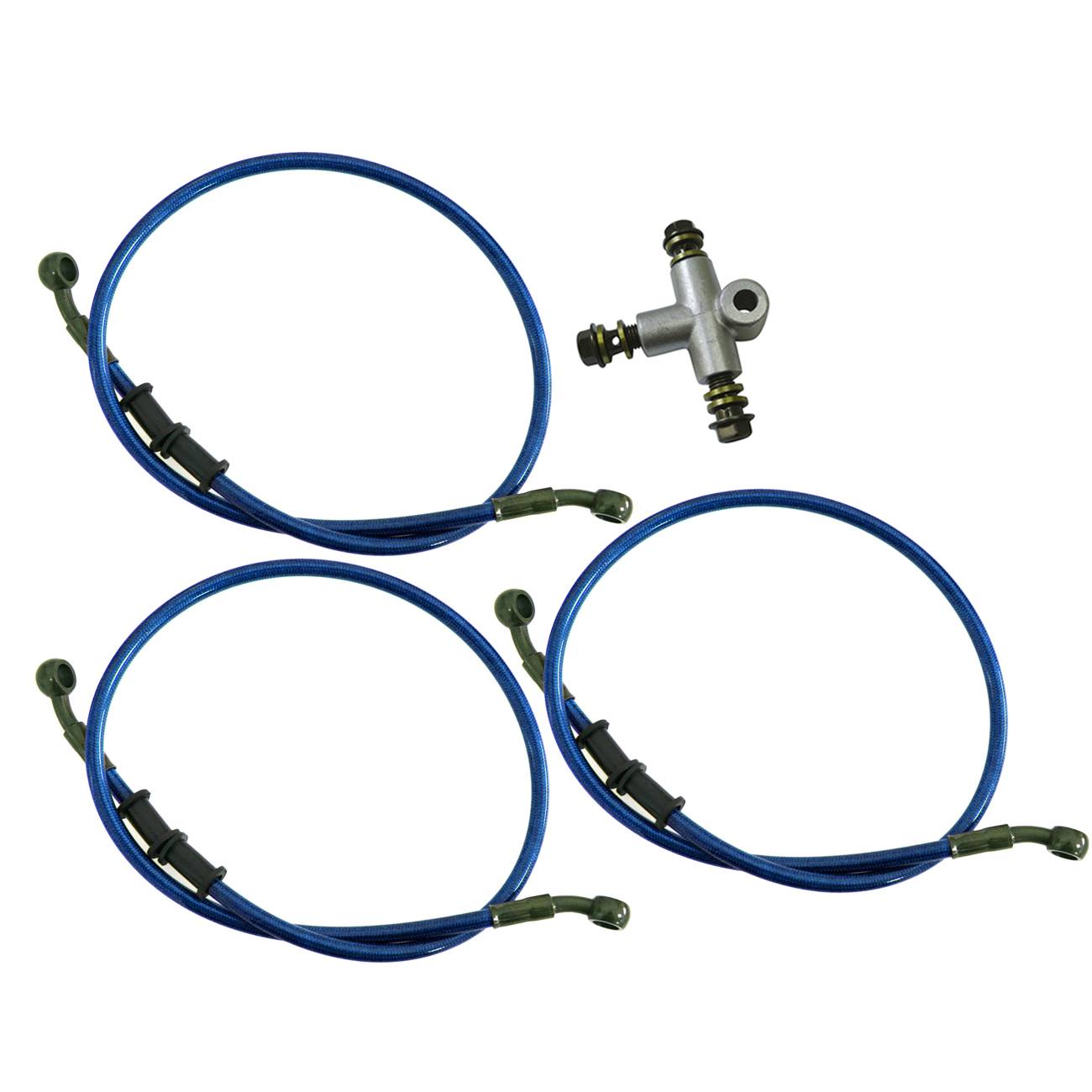 3 Way Adapter & 3x80 cm Fuel Line voor Motorfiets: Blauw