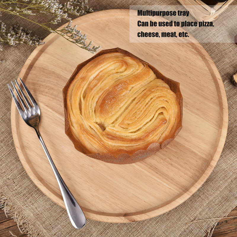 Plato de madera para Pizza sin pintar, bandeja de servicio resistente al calor, vajilla para el hogar, restaurante