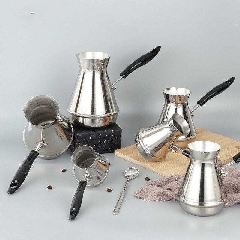 Ruostumaton teräs turkkilainen kahvipannu arabica kahvinkeitin vedenkeittimet perkolaattorit eurooppalainen pitkä kahva mokka moka -astiat  wy71309