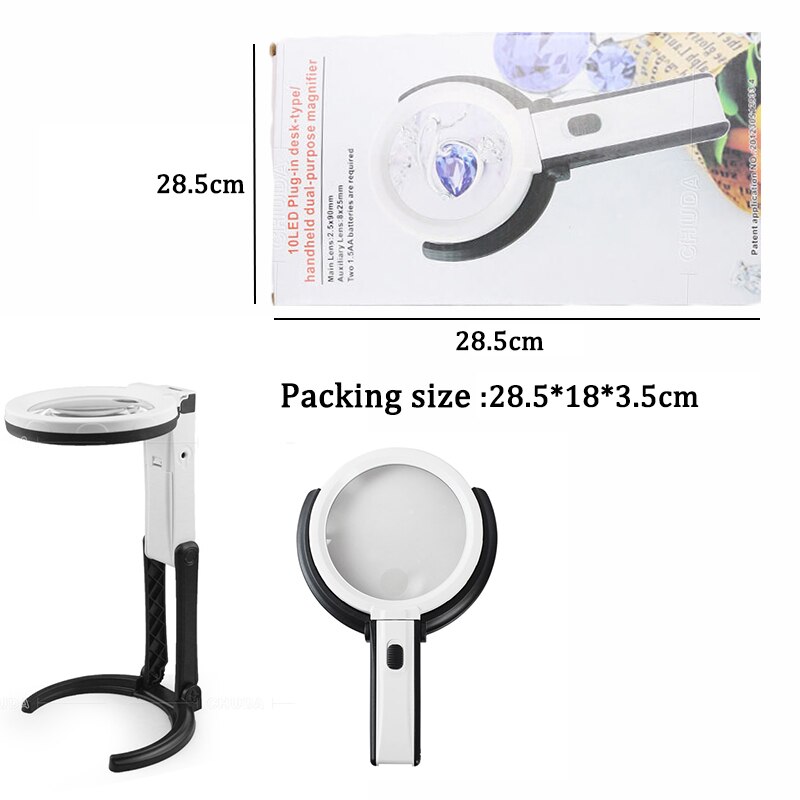 Förstoringsglas pannband glasögon skrivbordslampa hopfällbar led-ljus läslampa för klocka elektronisk reparation och juvelerare: 5