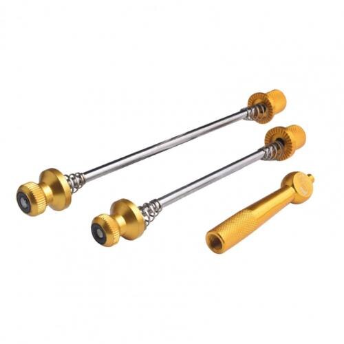 1 Pair MTB Bike Hub Quick Release Anti-theft Bike Skewers Front Rear Lightweight Rods Folding Aluminum Alloy Screw: Golden