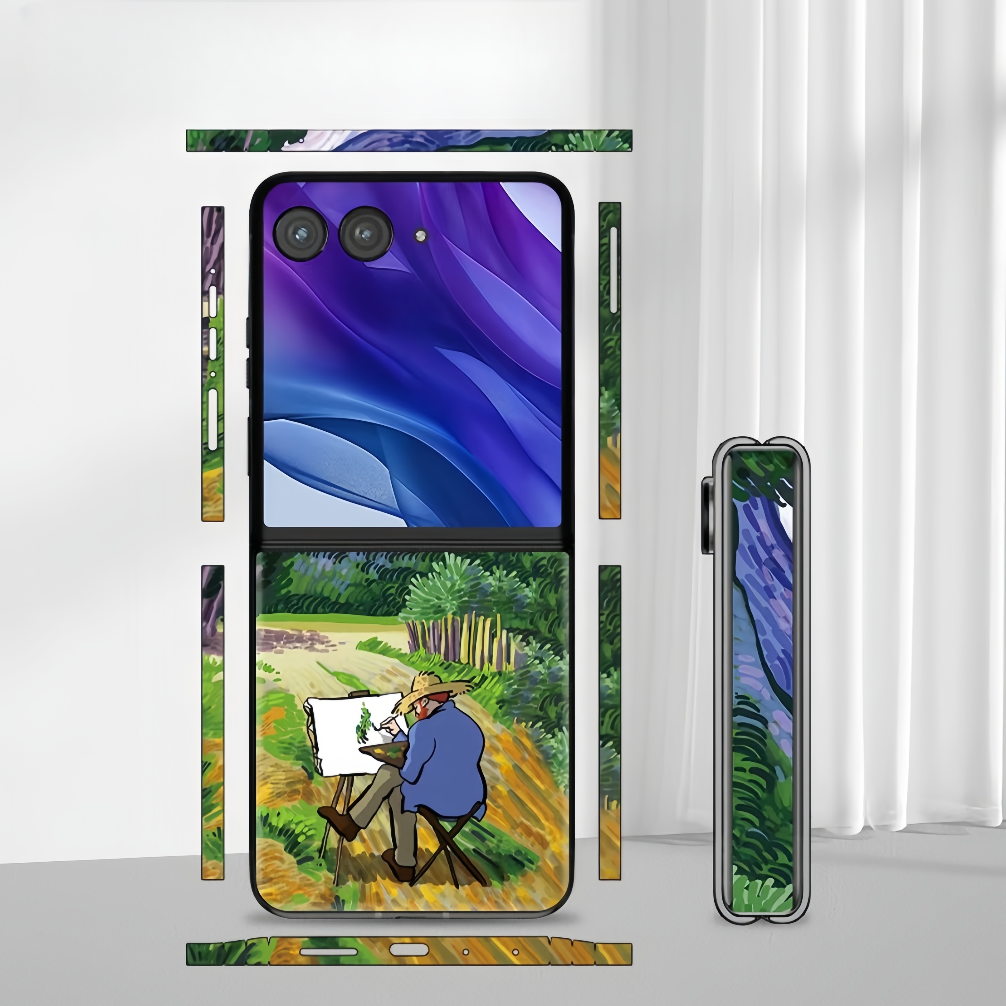 Colorful Anti-Scratch Phone Skin For Motorola Razr 40 50 Ultra Back + Hinge Decal Matte Film For Moto Razr 40 50 Decal Sticker
