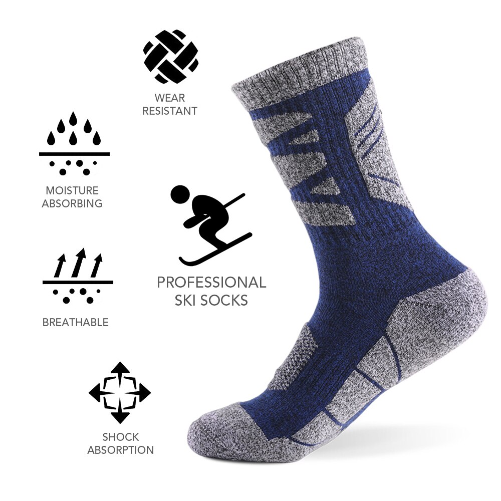 LIXADA Men's Sports Socks Ski Socks Thick Knit Winter Athletic Socks Fitness Breathable Quick Dry Socks For Ski