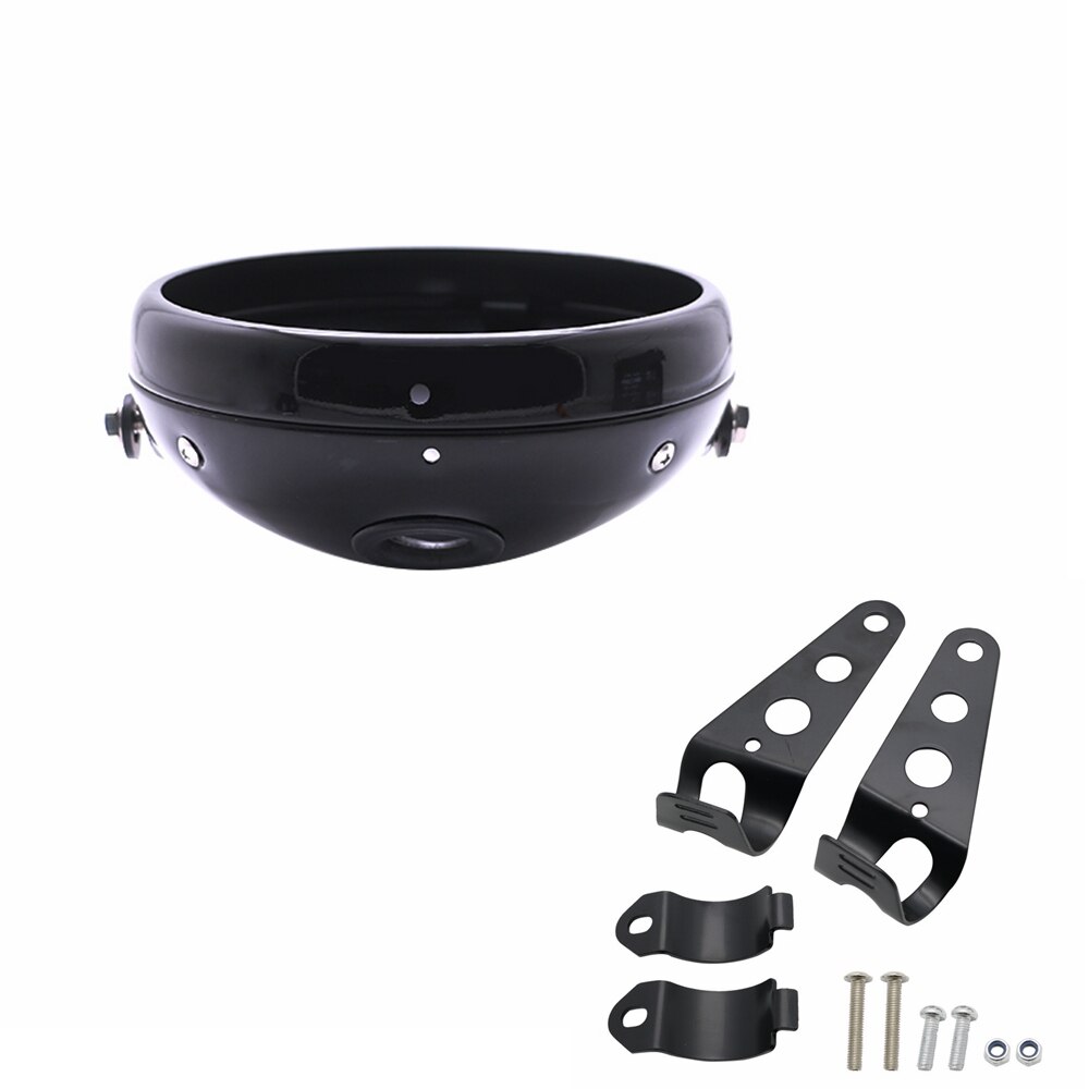 Motorcycle universal headlight bracket housing 7 inch housing LED matte black: black housing Set