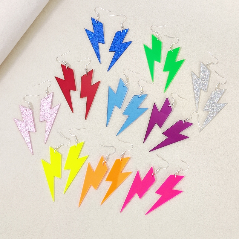Kuguys 6.5cm lyn øreringe kvinder glitter klar neon akryl klassiske prøve smykker sommer accessories