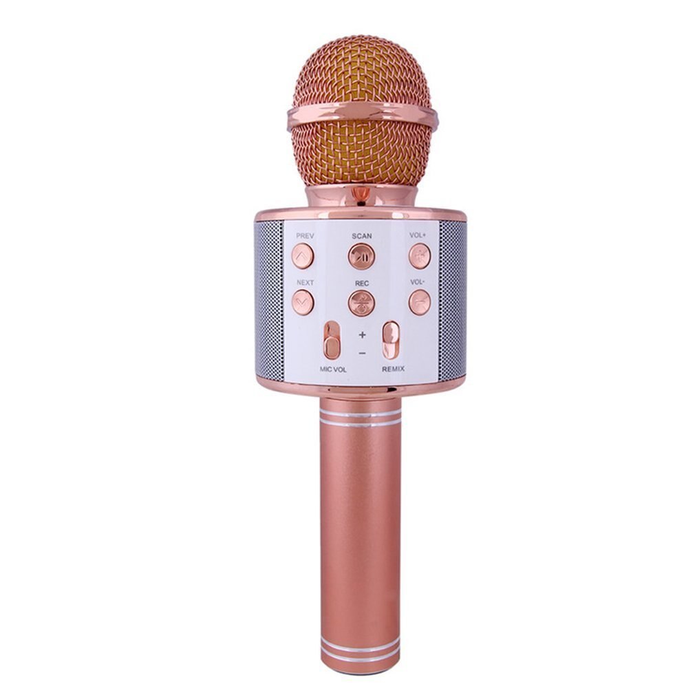 Micrófono Bluetooth para Karaoke KTV, altavoz inalámbrico, reproductor de música, micrófono de bolsillo, grabador para cantar: rose gold