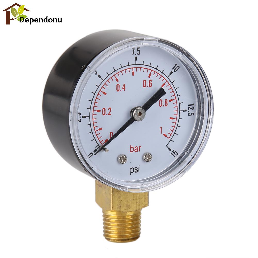 0/15 PSI 0/1 Bar Pressure Gauge Fuel Air Compressor Meter Hydraulic Pressure Tester Manometer Double Scale Pressure Measurer