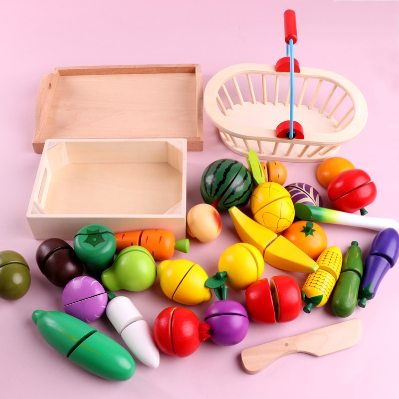 Per bambini di Simulazione di Frutta e Verdura di Educazione Precoce di Legno Ragazzo e Ragazza Giocattoli di Cucina Da Cucina Magnetico Combinazione Set Regalo