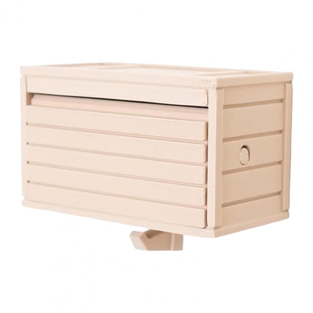 Veggmontert nøkkelhylle dekorativ nøkkelkrok retro garasje bilnøkkelboks multifunksjonell nøkkelorganisator med garasjeport: beige