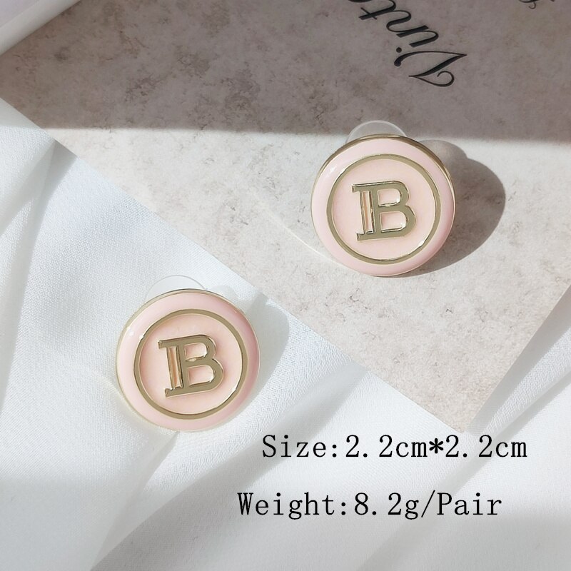 HANGZHI Neue Runde Geometrische knapp B Bunte Tropfen Öl Emaille Metall Kupfer Zucht Ohrringe Frauen INES retro Süße Ohrringe Schmuck: A