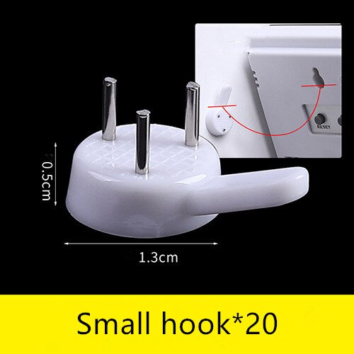 20pcs Multi Function White Plastic Invisible Wall Mount Photo Picture Frame Clock Mirror Nail Hook Hanger Seamless Nail: Small 20