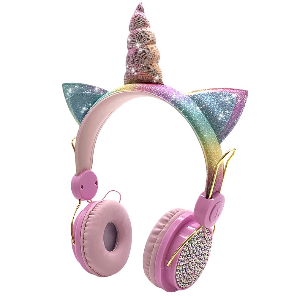 Verbeterde Unicorns Bluetooth Hoofdtelefoon Opvouwbaar Muziek Stereo Oortelefoon Met Microfoon Voor Handsfree Online Onderwijs: Pink