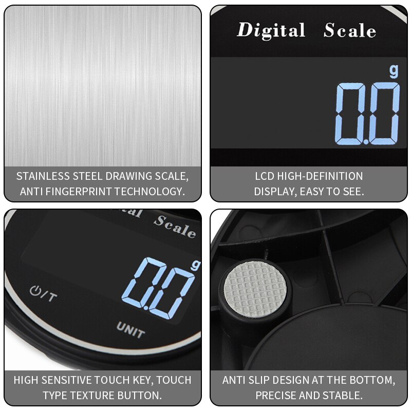 LCD Digital Kitchen Scale With Tare Function Multifunction Electronic Food Weight Scale Portable Measuring Tools Baking Scale