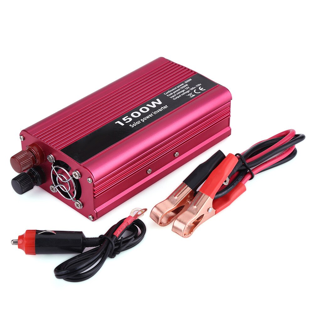 Rød 1500w dc 12v til  ac 220v power inverter converter med usb port 220 vac outlets indbygget køleventilator til hjemmebil udendørs brug