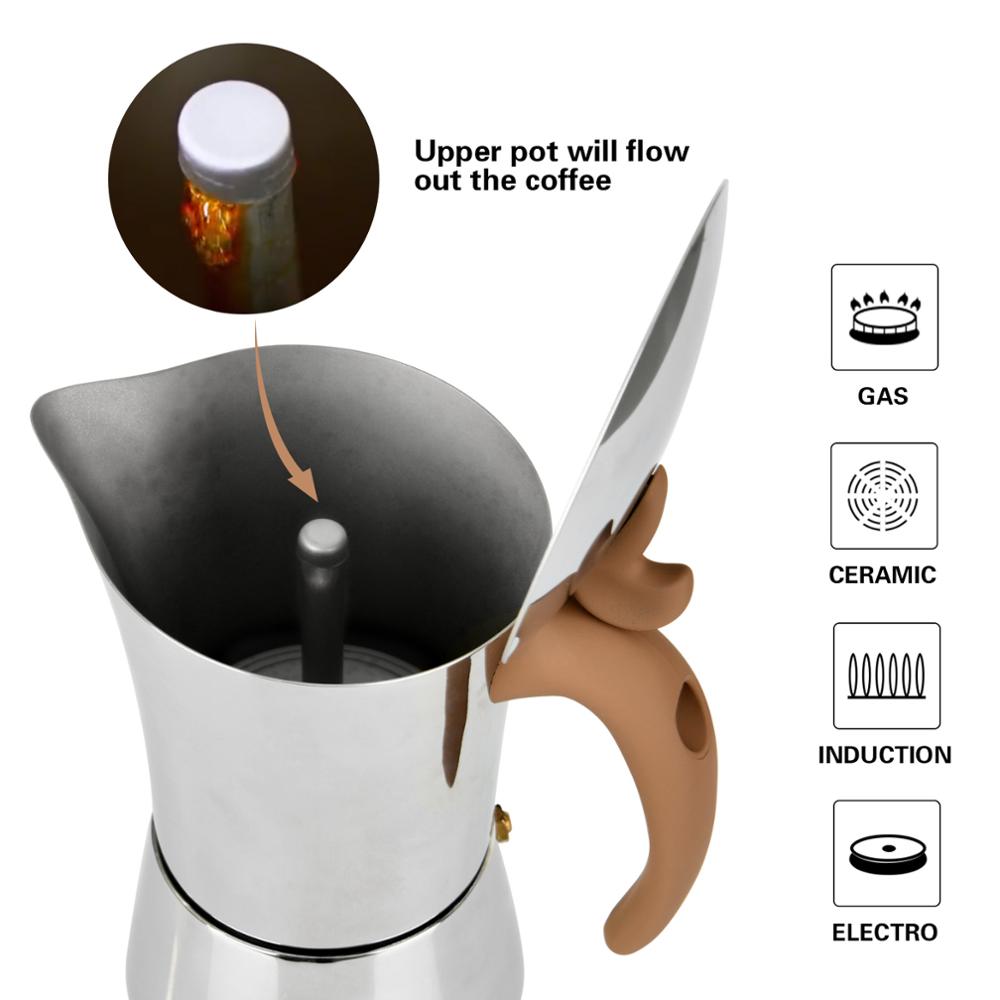 Fissman spis i rostfritt stål espressobryggare latte mocka kaffekanna verktyg för hemmakontor gas och induktion kaffebryggare