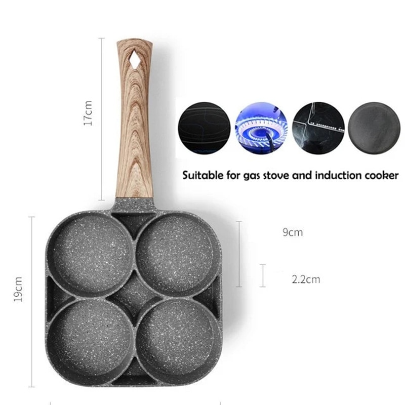 4 Gat Gebakken Ei Burger Pan Non-stick Multipurpose Ei Koekenpan Keuken Gebruiksvoorwerp