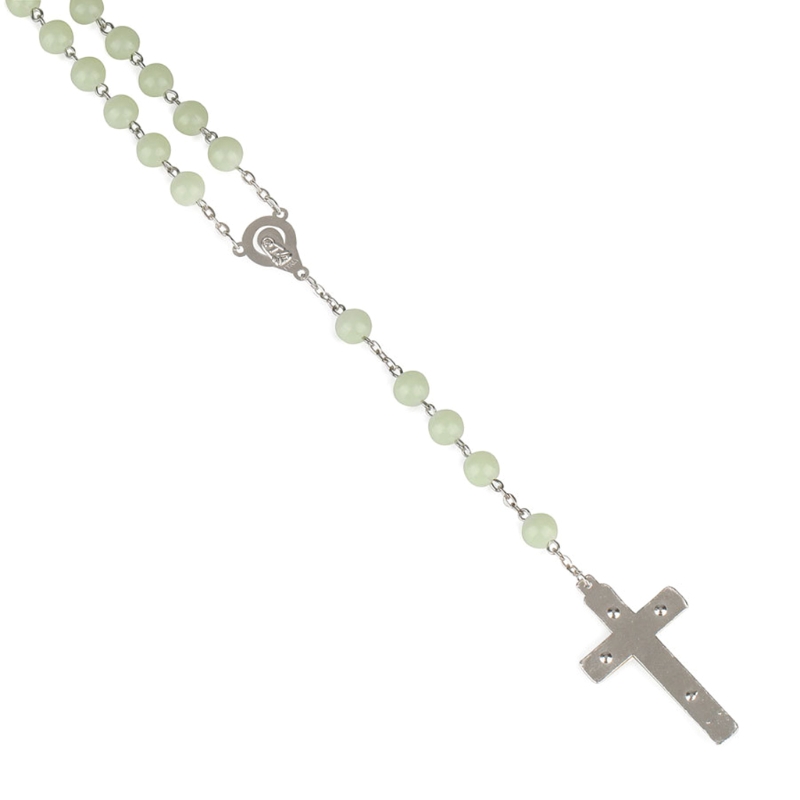 T84E Glow In The Dark Rozenkrans Ketting Jezus Christus Kruis Hanger Noctilucent Ketting