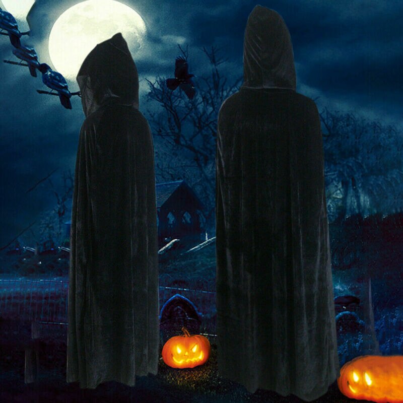 Gothique cape à capuche adulte elfe sorcière longue pourim carnaval Halloween Capes Robe gn femmes hommes Vampires Grim faucheuse fête