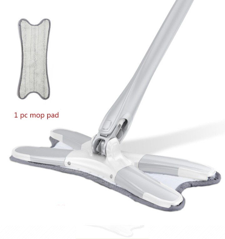 Haushalt Faul Mopp Reinigung Werkzeug X-Typ Boden Mopp Mit 4 Austauschbare Tuch Köpfe 360 Grad quetschen Flache Mopp Hand-Freies Waschen: 1grau Mopp 1 Mopp Pad