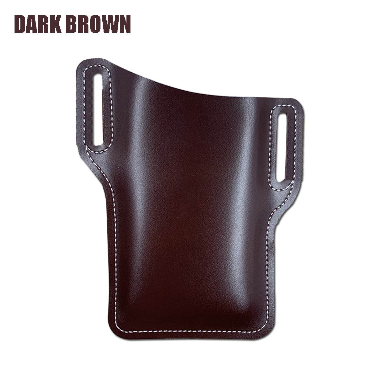 PU Leather Men Cellphone Belt Loop Holster Case Waist Bag Leather Phone Wallet Vintage Belt Bag Mobile Phone Protective Sheath: Brown