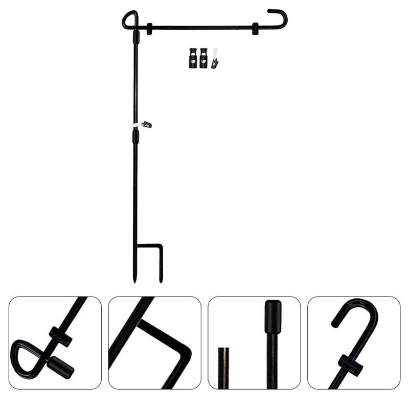 1pc Garden Iron Flag Pole Outdoor Yard Flags Stand Flag Banner Holder Garden Flag Black Wrought Iron Courtyard Garden Flagpole