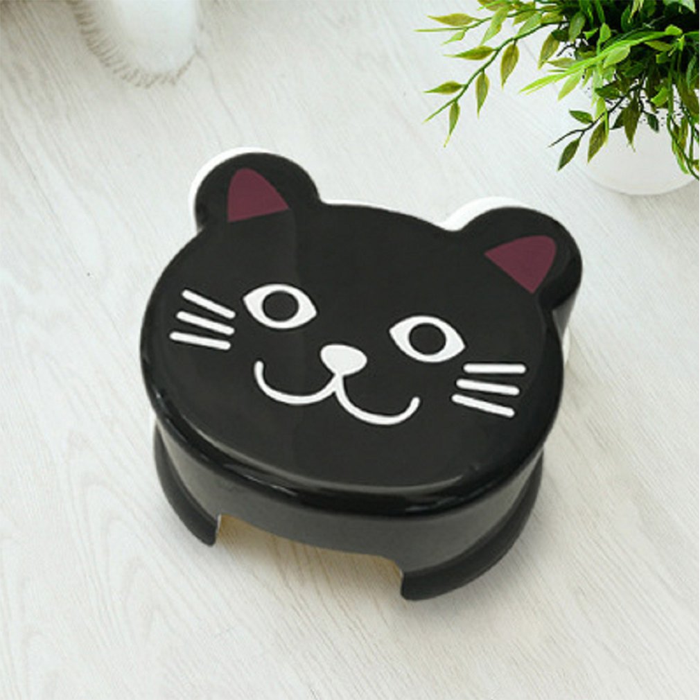 Cute Living Room Thick Plastic Stool Bathroom Bath Bench Cartoon Children Toddler Bench Shoes Bench Stool: Black