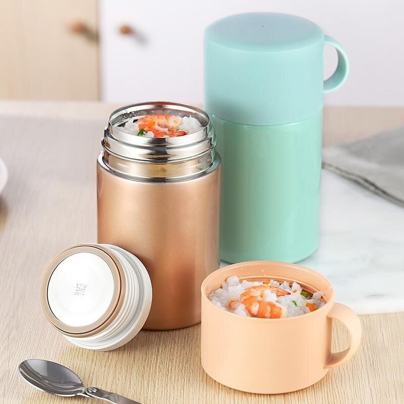 550ML Double Stainless Steel Thermos Food Soup Containers Large Capacity Vacuum Flasks Portable Lunch Bento Box