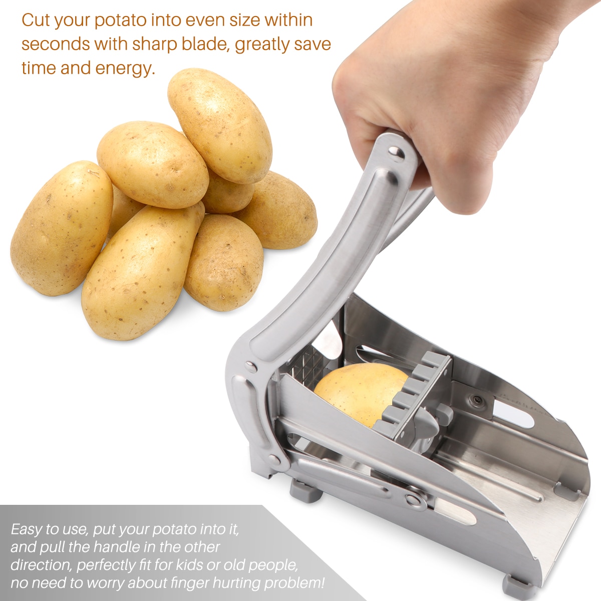 Rostfritt stål potatisskärare skära pommes frites kit pommes frites garn skärare set potatis morot skivare hackare chips tillverkning verktyg