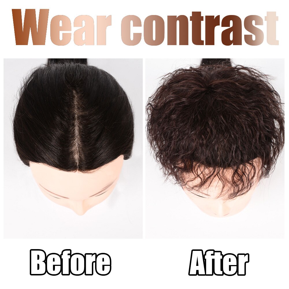 XUANGUANG-tupé de mujer con flequillo, pelo sintético ondulado, negro y marrón