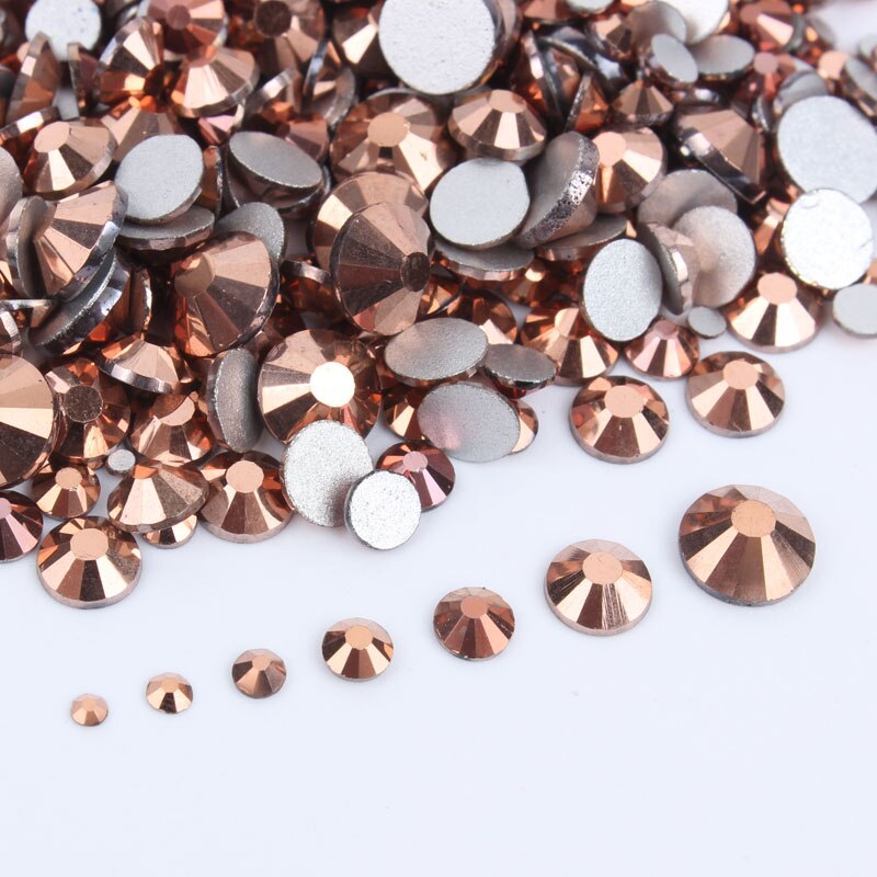 Super glitter steentjes Crystal Rose Gold SS3-SS30 1200 stks Mix size -Fix Plaksteen Glas Nail Art Strass