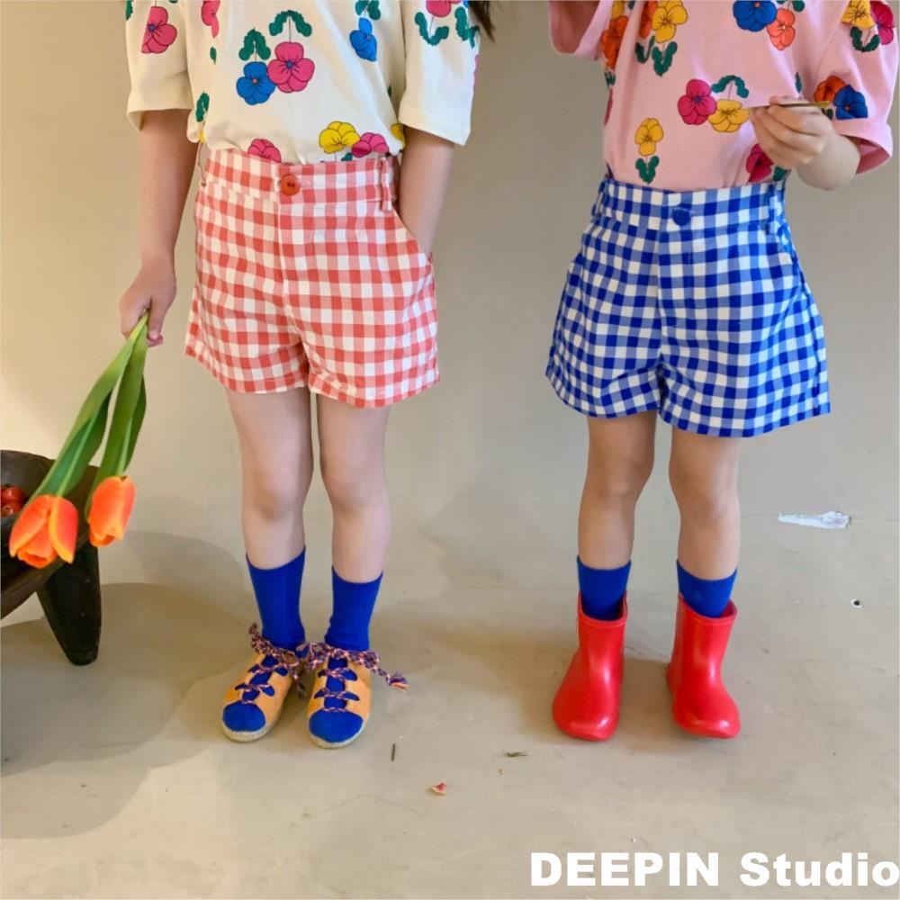 Pantalones cortos informales a cuadros para niños y niñas, ropa de algodón, holgados y finos que combinan con todo, novedad de verano 2022
