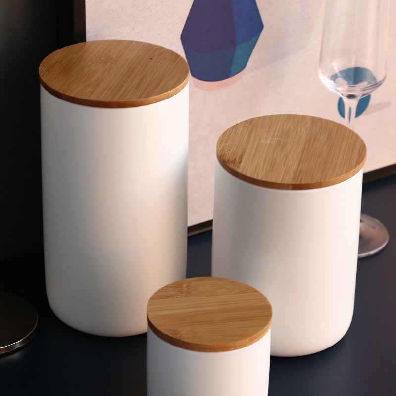 3pcs Nordic Art Ceramic Tea Sealed Jar Grain Miscellaneous Coffee Bean Tea Food Storage Box Simple Home Kitchen Storage Bottle
