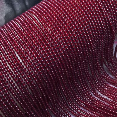 loose beads deep red spinel smooth round 2mm 14" for DIY jewelry making FPPJ beads nature gem stone: Deep Red