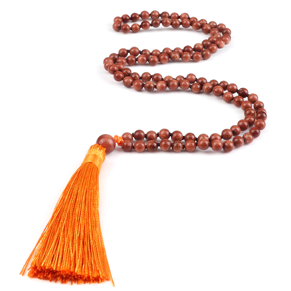 108 Beads Prayer Necklace Natural Green Stripe Onyx Stone Buddhist Buddha Meditation Bead Mala Necklace Women Men Jewelry: Red
