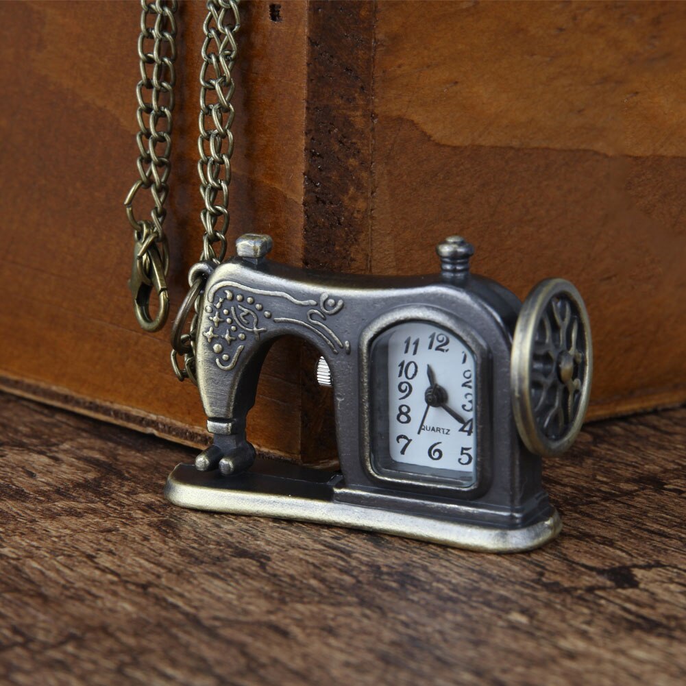 Necklace Pocket Watch Retro Antique Bronze Alloy Sewing Machine Watchs With Necklace Chain Best 88 LL