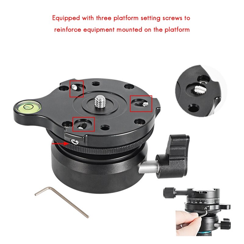 DY-60N Tripod Head Leveling Base Adjusting Plate with Bubble Level for DSLR Camera