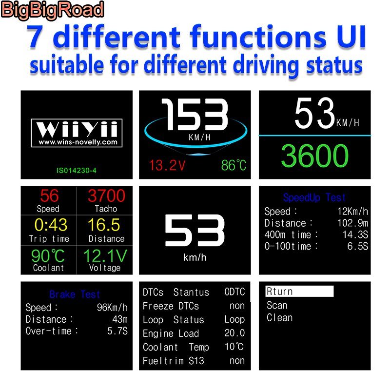 Bigbigroad bil hud obd  ii 2 dator vindruta projektor head up display för jeep grand cherokee kompass wrangler jk renegade