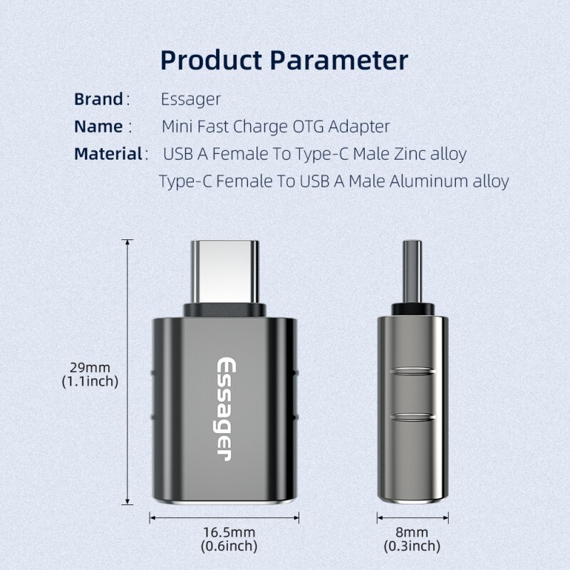 Essager USB Type C OTG Adapter USB 3.0 To USB C Male Converter For Samsung S20 Xiaomi Mi 9 10 USB-C Female Connector TSLM1